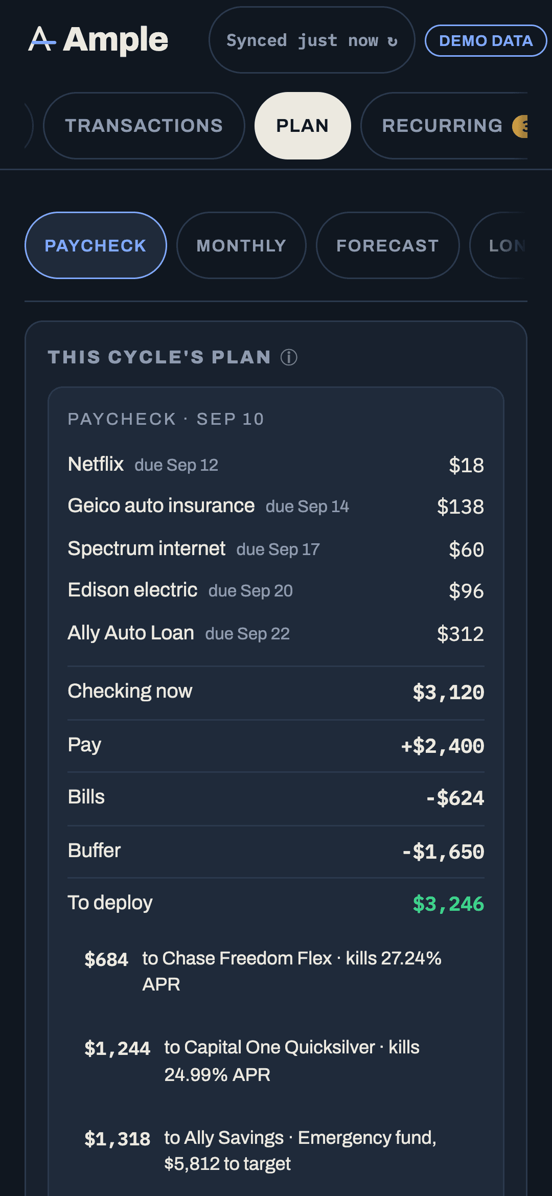 This paycheck’s plan: bills assigned to the check, the floor top-up, and what is left
